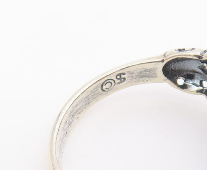 925 Sterling Silver Vintage Ring Cabochon Turquoise Openwork Band  Sz 7  RG36675