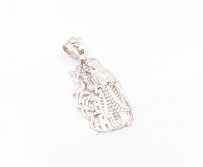 925 Sterling Silver  Vintage Royal King With Topaz Sword Pendant  PT21714