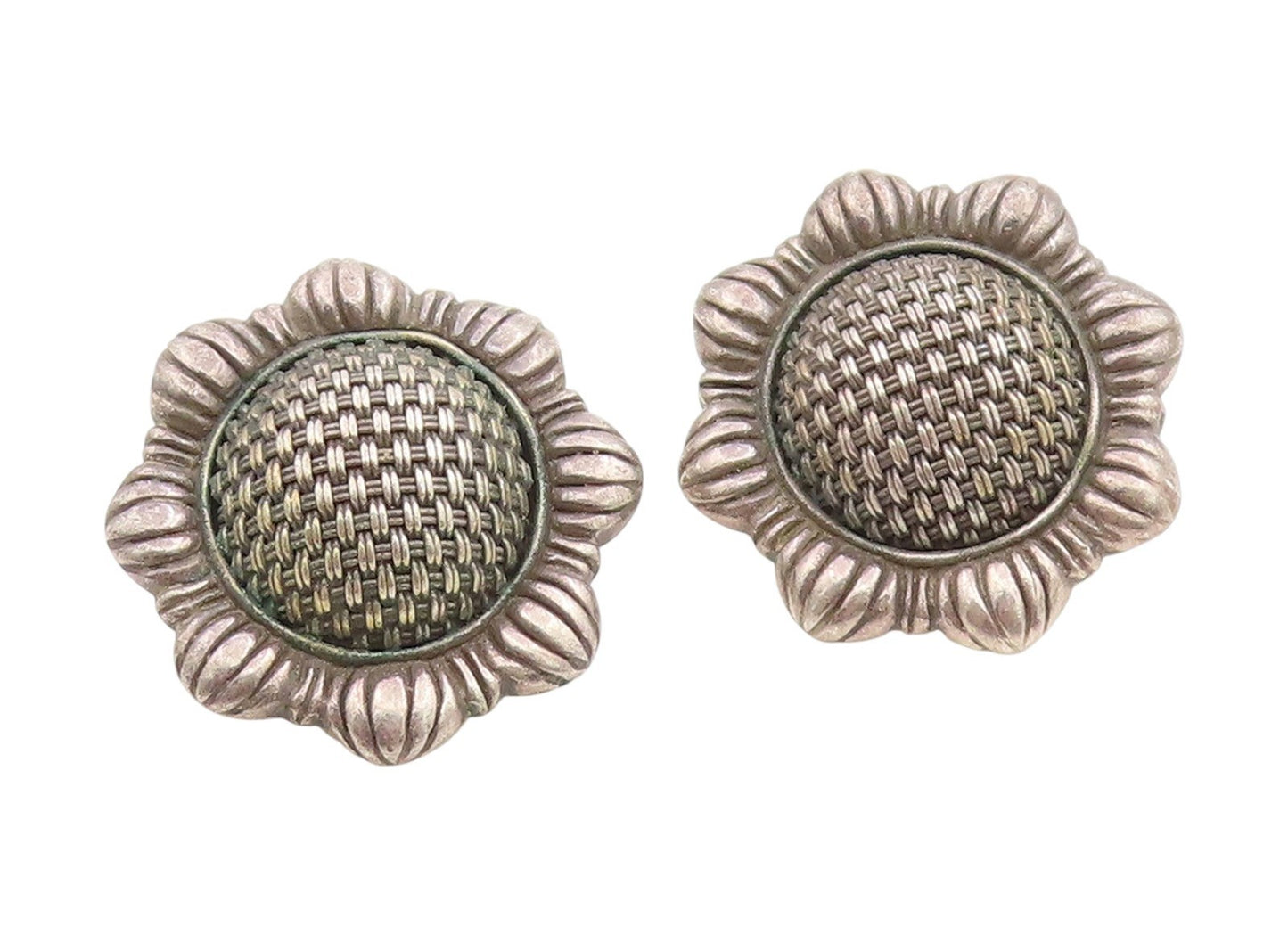 925 Sterling Silver Vintage Earrings JOHN HARDY Woven Sunflower Clip On  EG13790