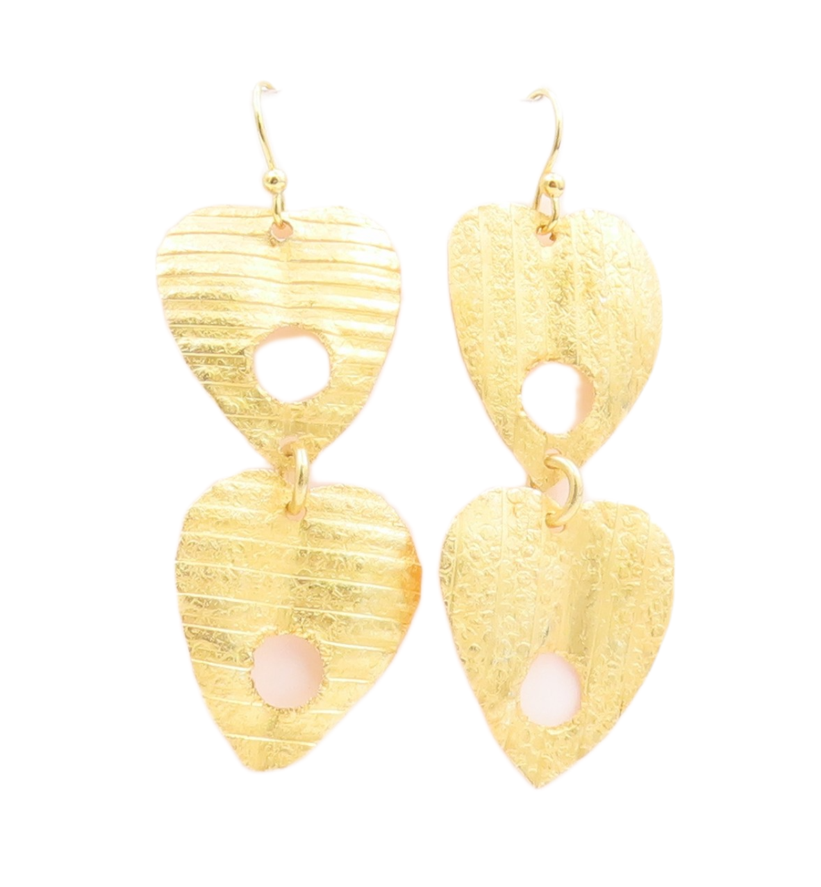 925 Sterling Silver Vintage Earrings Gold Plated Dangling Cutout Hearts  EG13326