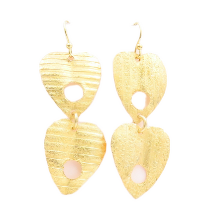 925 Sterling Silver Vintage Earrings Gold Plated Dangling Cutout Hearts  EG13326