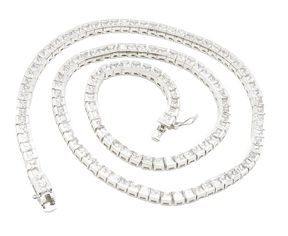 ROSS SIMON 925 Silver Sparkling Cubic Zirconia Box Chain Necklace  NE2386