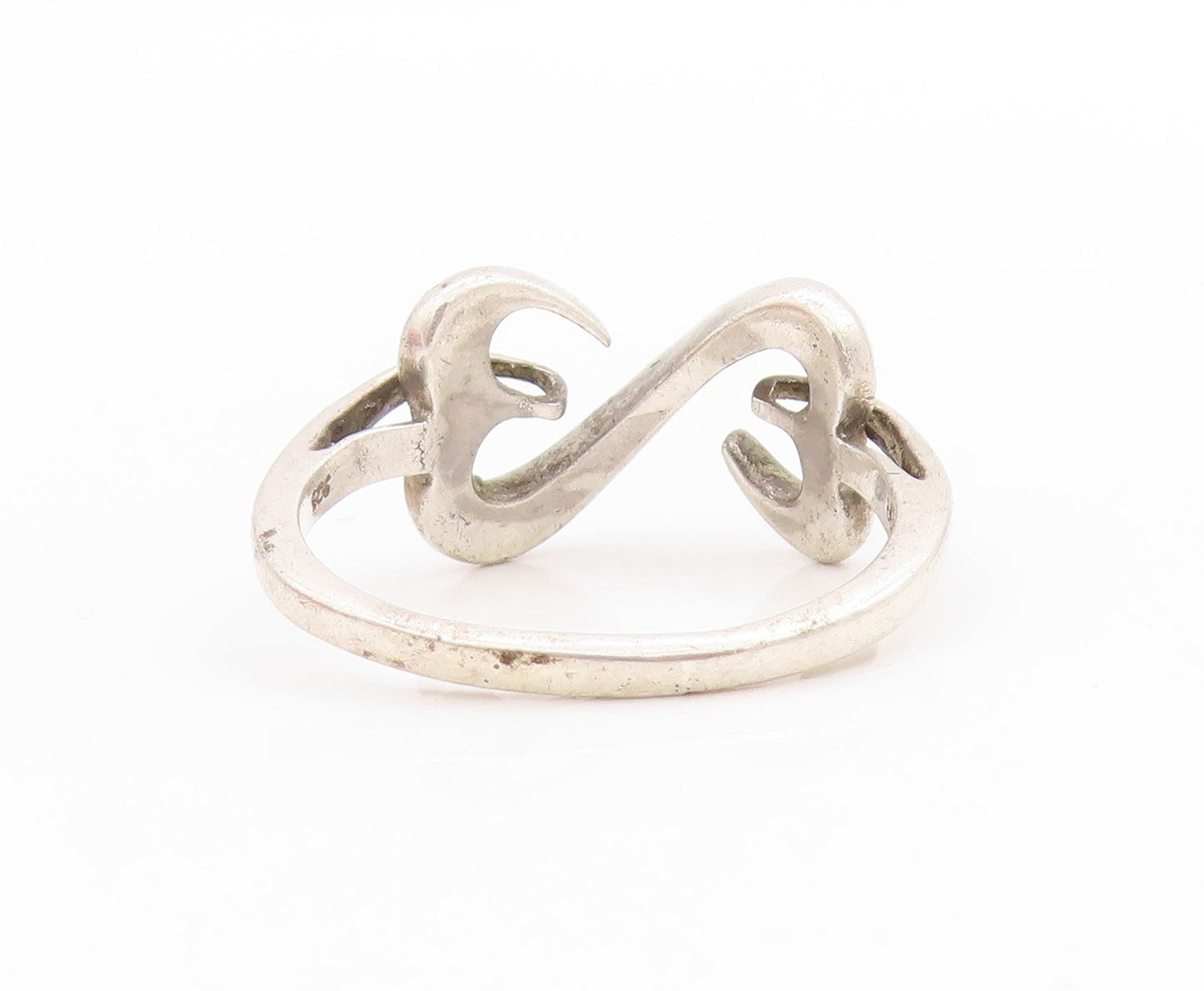 925 Sterling Silver Vintage Ring Minimalistic Infinity Heart Cutout Sz 9 RG33433