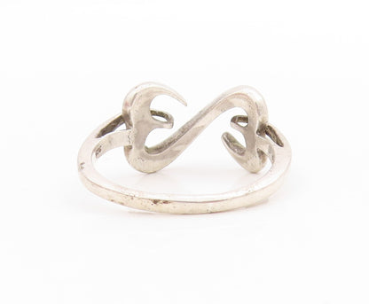 925 Sterling Silver Vintage Ring Minimalistic Infinity Heart Cutout Sz 9 RG33433