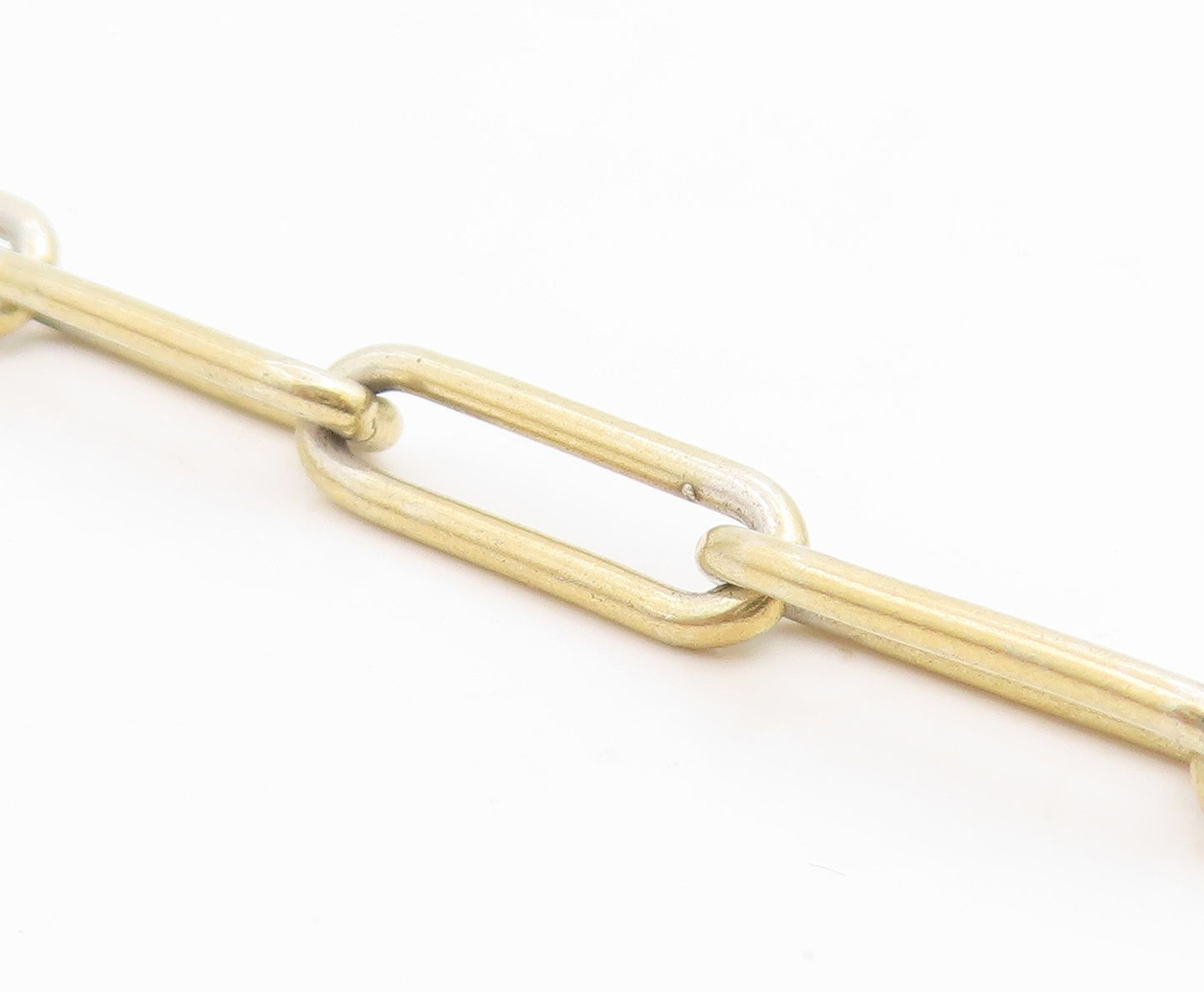 925 Sterling Silver Vintage Bracelet Gold Plated Classic Paperclip Link  BT11827