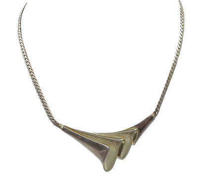 925 Sterling Silver  Vintage Shiny Pleated Pendant Snake Chain Necklace NE3700