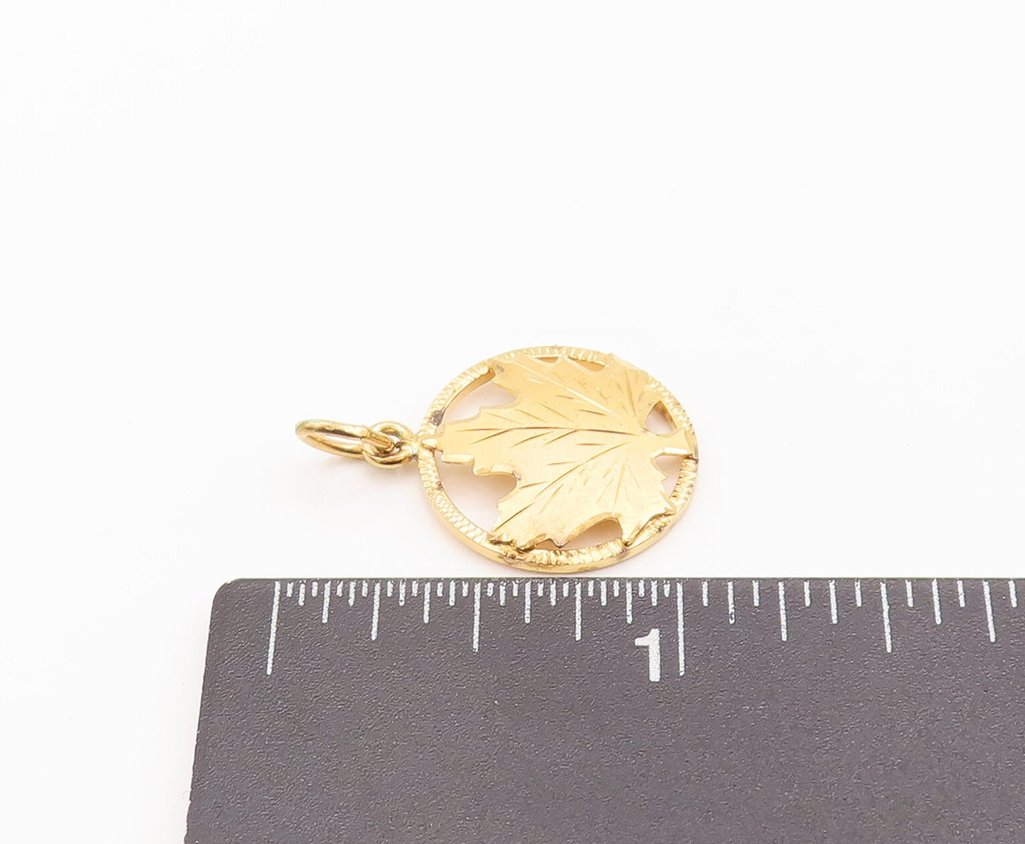 925 Sterling Silver Vintage Pendant Gold Plated Framed Cutout Maple Leaf PT22698