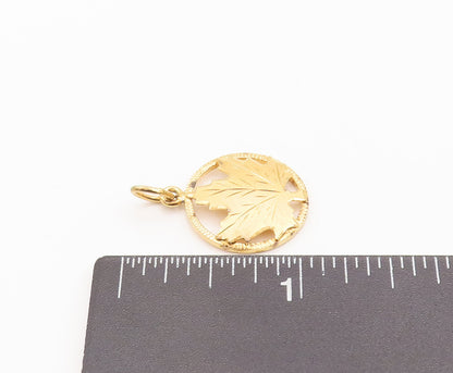 925 Sterling Silver Vintage Pendant Gold Plated Framed Cutout Maple Leaf PT22698