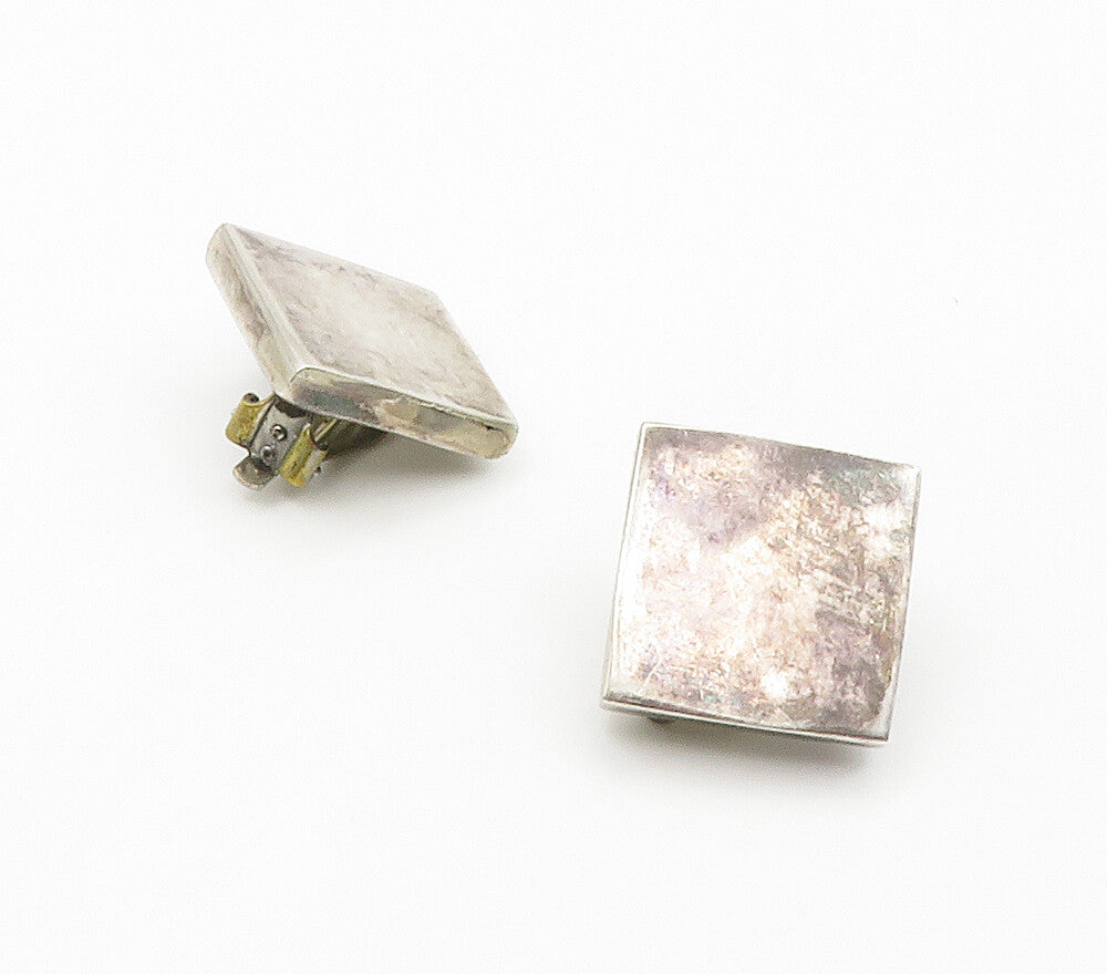 MEXICO 925 Silver  Vintage Minimalist Square Non Pierce Drop Earrings  EG7648