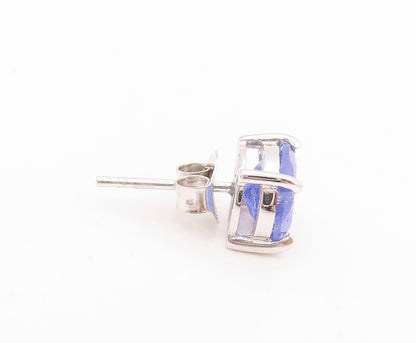 925 Sterling Silver Vintage Earrings Minimalist Oval Cut Tanzanite Studs EG14009