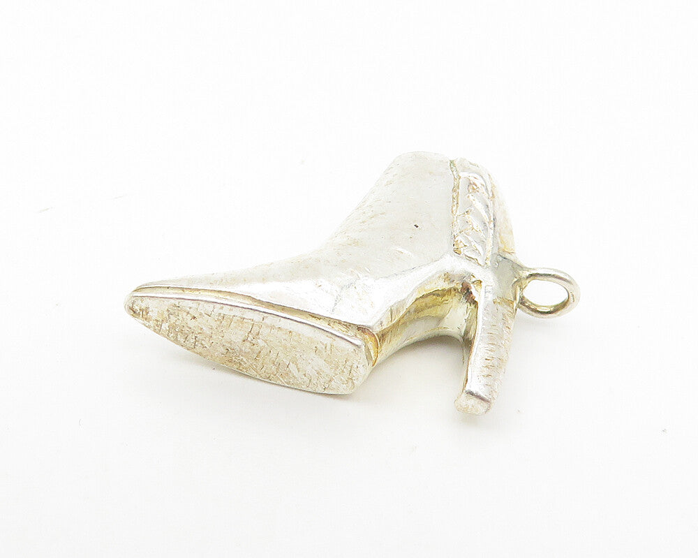 925 Sterling Silver  Vintage Petite High Heel Boot Shoe Motif Pendant  PT8756