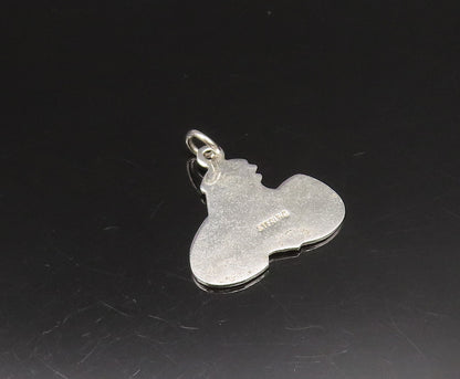 925 Sterling Silver  Vintage Enamel Chick Hatching From Egg Pendant  PT21213