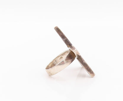 925 Sterling Silver Vintage Ring Mother Of Pearls Cutout Flower  Sz 8  RG32361