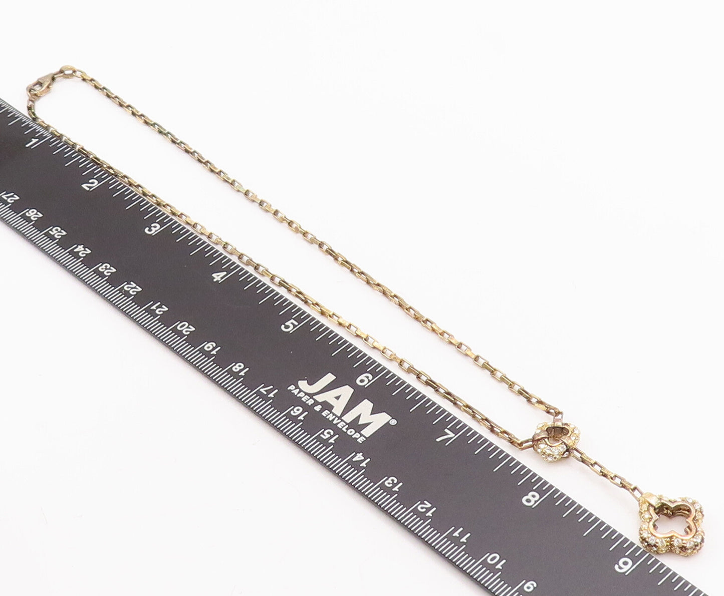 925 Sterling Silver Vintage Necklace Gold Plated CZ Beaded Floral Carved  NE4293