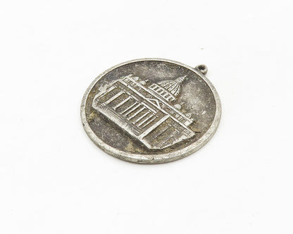 925 Sterling Silver  Vintage Antique Oxidized Capitol Building Pendant PT14268