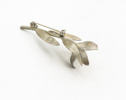 MEXICO 925 Sterling Silver  Vintage Sculpted Single Flower Brooch Pin  BP3835