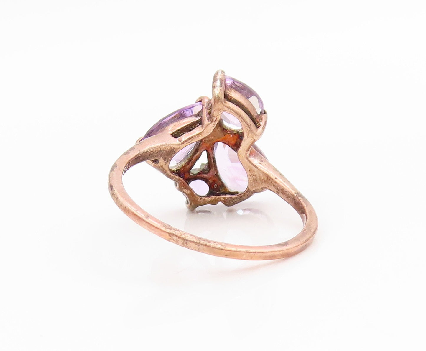 925 Sterling Silver Vintage Ring Gold Plated Amethyst Band  Sz 8.5  RG34547