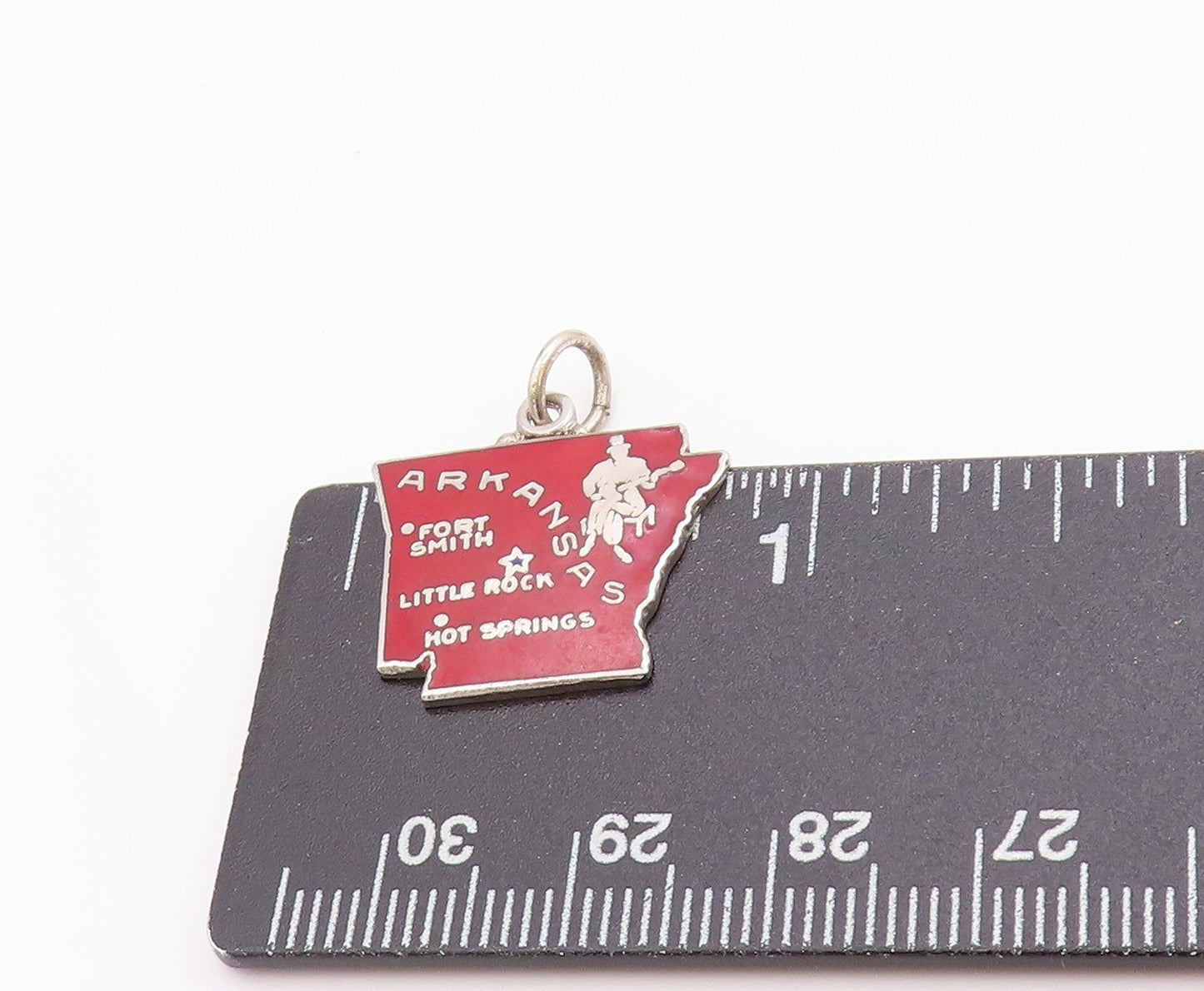 925 Sterling Silver Vintage Pendant Enameled Arkansas State Map Charm  PT24874