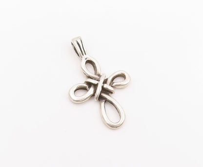925 Sterling Silver Vintage Pendant Modernist Celtic Knot Holy Cross  PT26127
