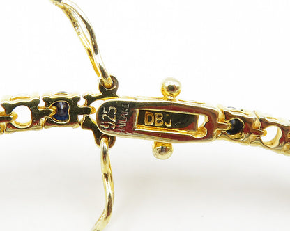925 Sterling Silver  Shiny Sapphire & Topaz Gold Plated Chain Bracelet  BT7589