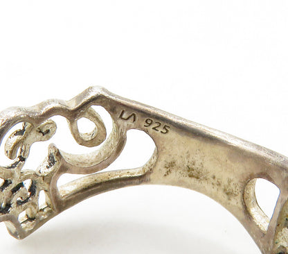 925 Sterling Silver  Vintage Open Swirl Elephants Band Ring Sz 6.5  RG16580