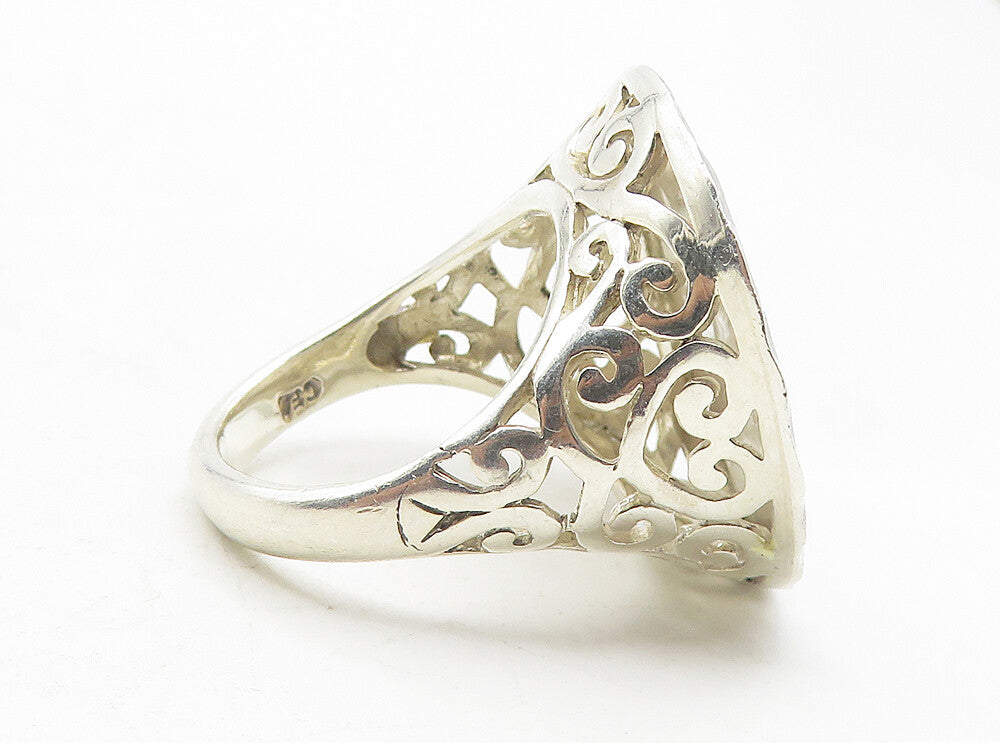 925 Sterling Silver  Vintage Shiny Hammered Dome Cocktail Ring Sz 7  RG12033
