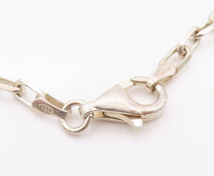 925 Sterling Silver Vintage Necklace Designer Linked Hearts Cutout  NE4525
