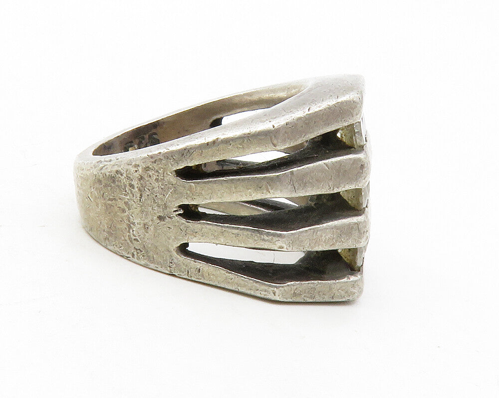 MEXICO 925 Silver  Vintage Cubic Zirconia Split Band Ring Sz 5.5  RG12719