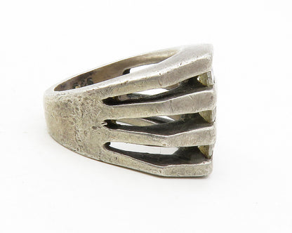 MEXICO 925 Silver  Vintage Cubic Zirconia Split Band Ring Sz 5.5  RG12719