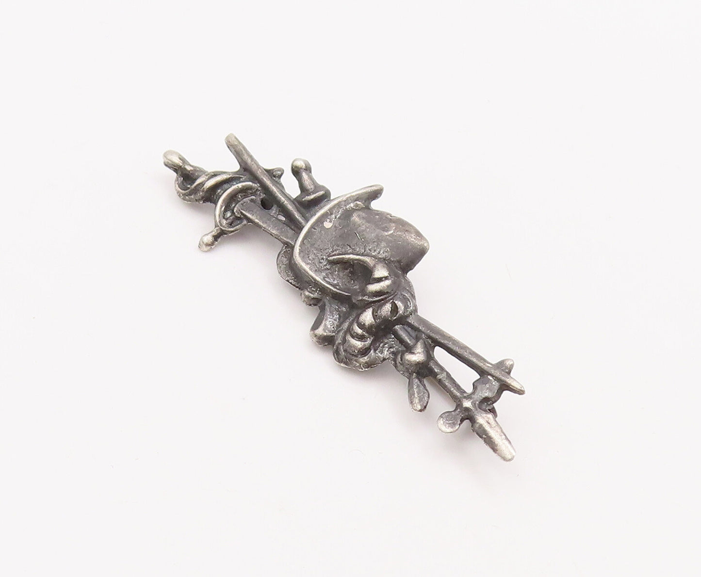 925 Sterling Silver Vintage Brooch Pin Antique Carved Armed Bag   BP10991