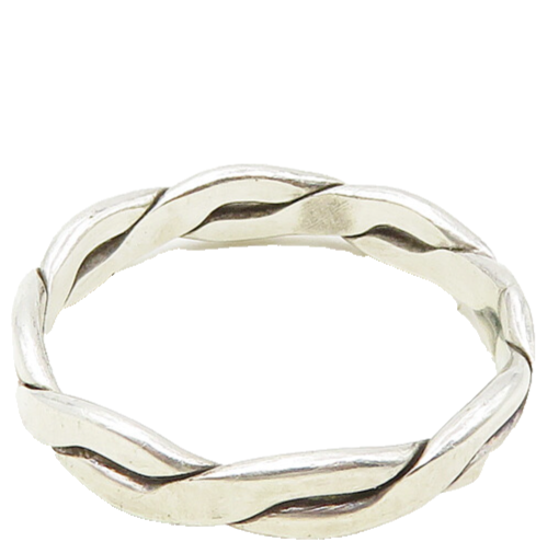 MEXICO 925 Silver  Vintage Shiny Infinity Twist Large Band Ring Sz 12  RG18794