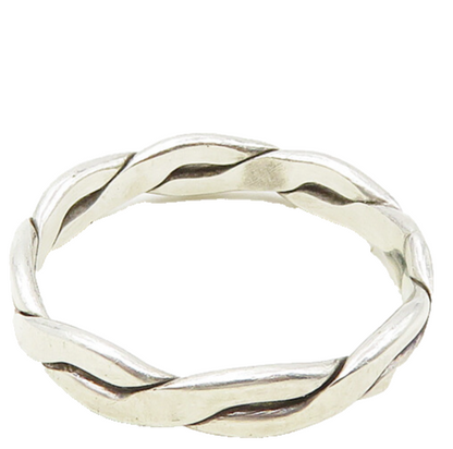 MEXICO 925 Silver  Vintage Shiny Infinity Twist Large Band Ring Sz 12  RG18794