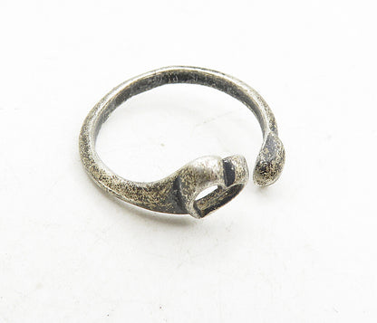 925 Sterling Silver  Vintage Dark Tone Love Heart Wrap Band Ring Sz 9  RG9046