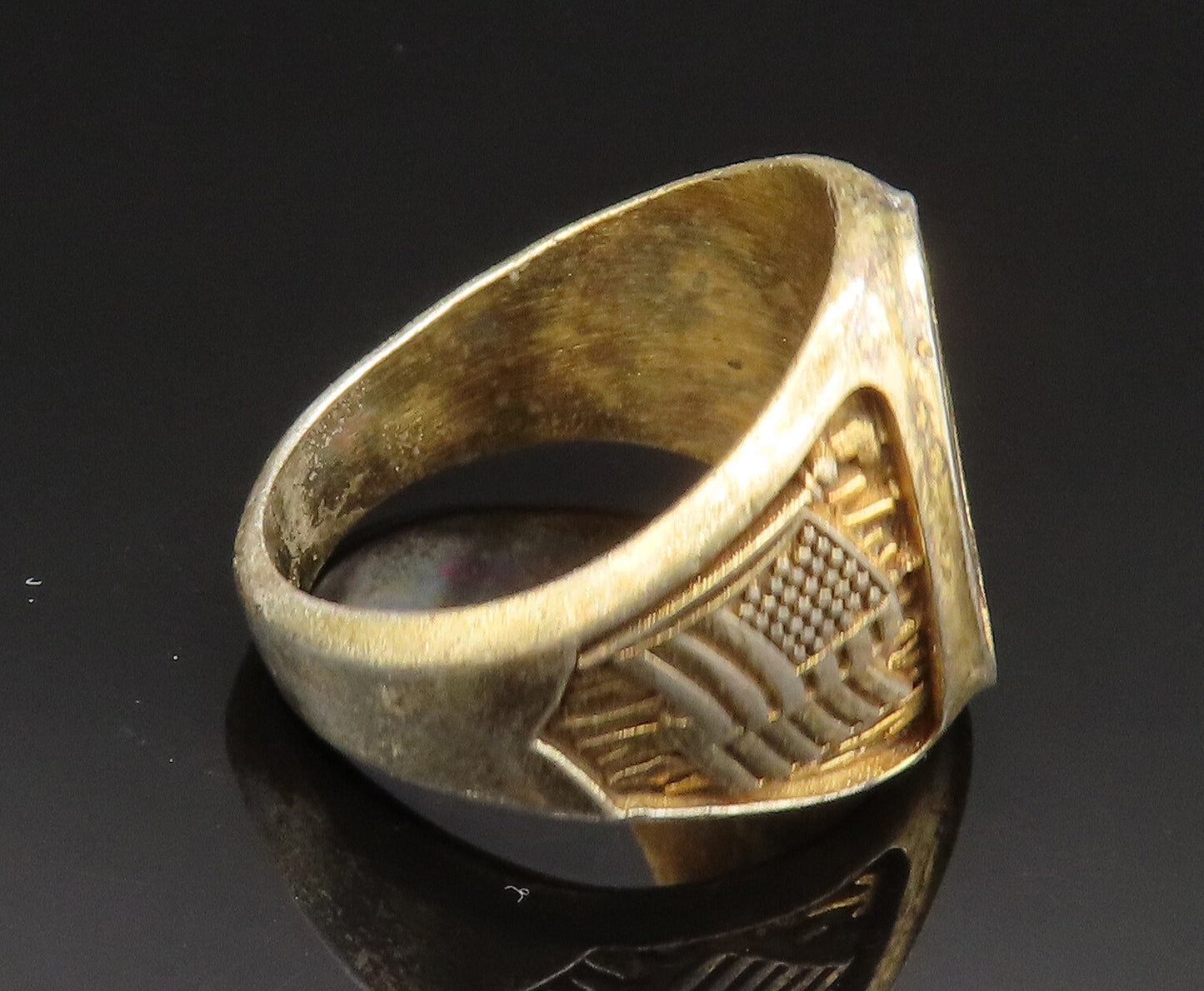 925 Sterling Silver  Vintage Genuine Diamond Handyman Signet Ring Sz 11  RG24599