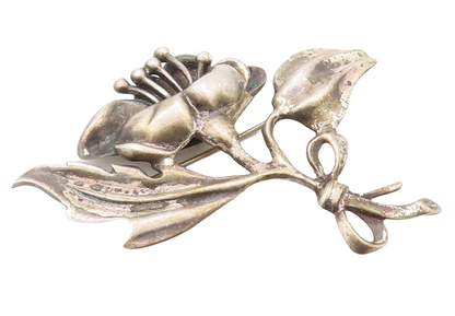 925 Sterling Silver Vintage Brooch Pin Antique Solid Cutout Flower  BP11297