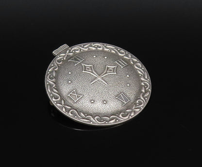 P&B 925 Silver  Vintage Antique Swirl Edge Wall Clock Brooch Pin  BP9977