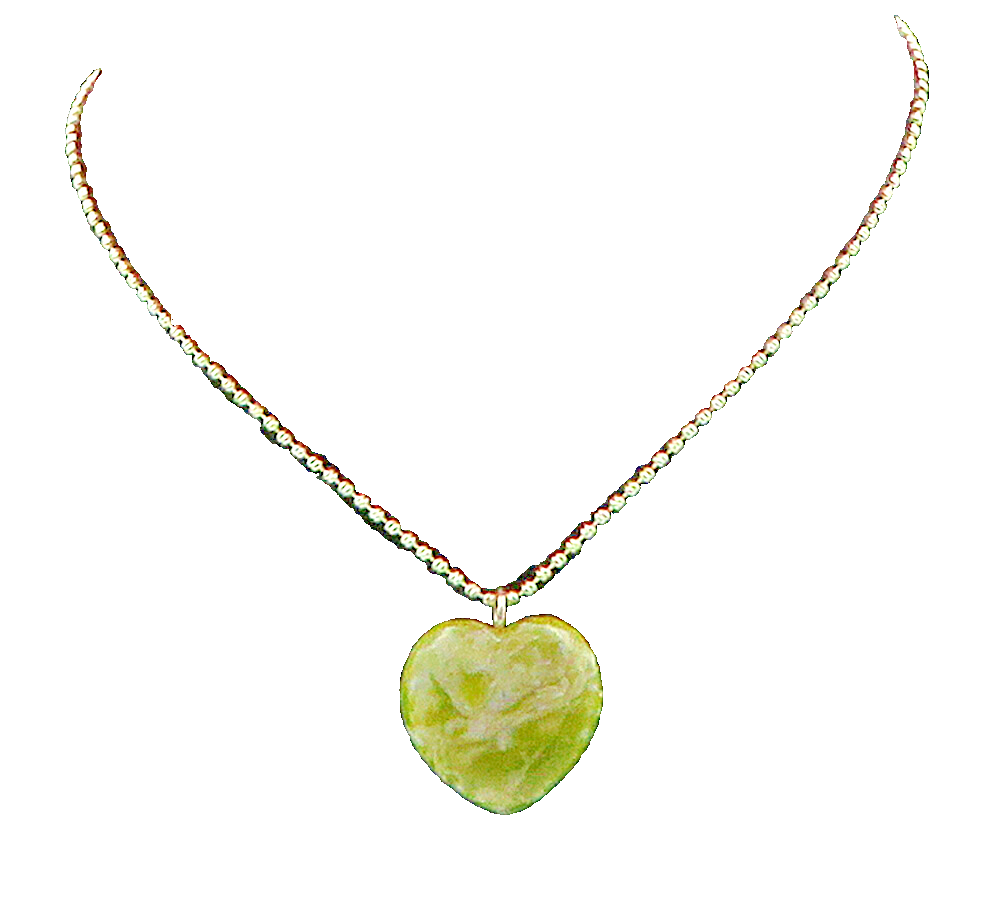 925 Sterling Silver  Smooth Jasper Love Heart Shiny Chain Necklace  NE2662