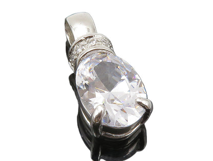 925 Sterling Silver  Sparkling Faceted Cubic Zirconia Drop Pendant  PT9991