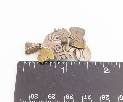 925 Sterling Silver Vintage Pendant MEXICO Two Tone Clown Face Cutout  PT26630