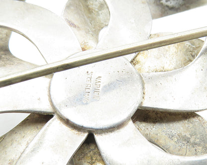 NAPIER 925 Sterling Silver  Vintage Smooth Ribbon Flower Brooch Pin  BP4023