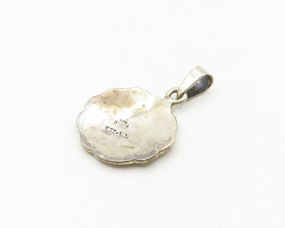 MEXICO 925 Sterling Silver  Vintage Oxidized Knot Pattern Pendant  PT15175
