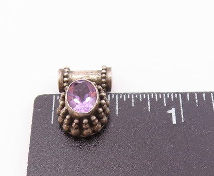 925 Sterling Silver  Vintage Amethyst Bubble Trim Slide Pendant  PT16430