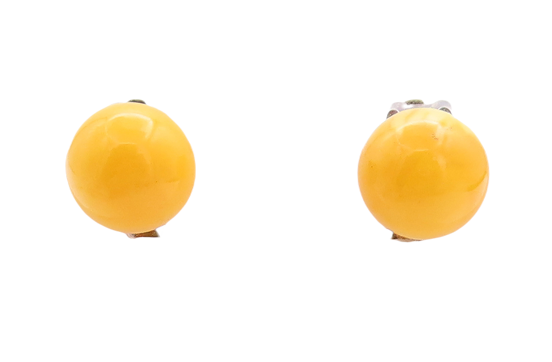 925 Sterling Silver Vintage Earrings Cabochon Round Gemstone Studs  EG13284