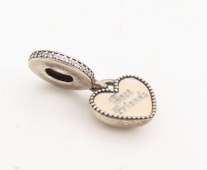 925 Sterling Silver Vintage Pendant PANDORA Topaz Ring Link Puffed Heart PT22429