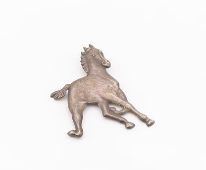 925 Sterling Silver Vintage Brooch Pin Classic Galloping Horse Figurine  BP12561