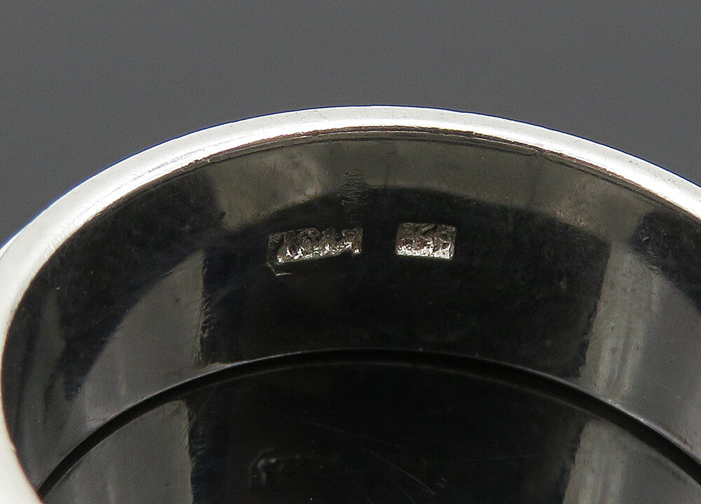 925 Sterling Silver  Vintage Shiny Cross Pattern Band Ring Sz 8.5  RG20705