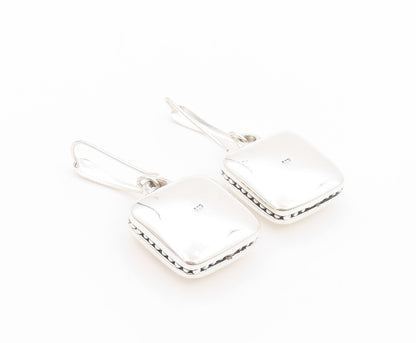 925 Sterling Silver Vintage Earrings Puffed Dangling Hand Bag Design  EG13552