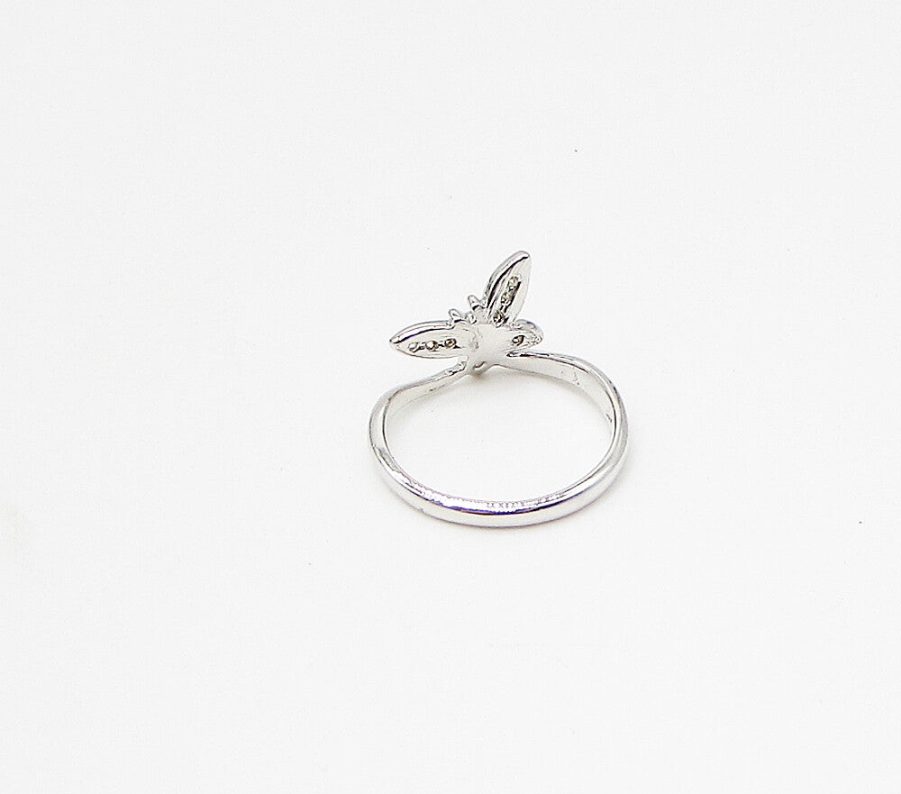 925 Sterling Silver  Yellow Cubic Zirconia Butterfly Band Ring Sz 7  RG3410