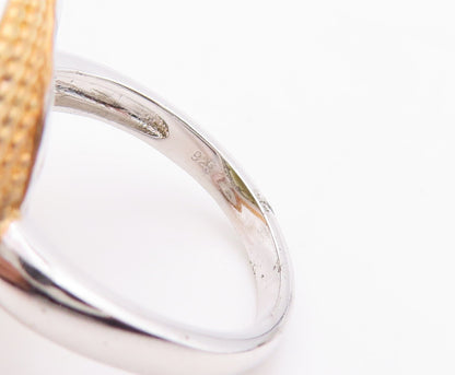 925 Sterling Silver Vintage Ring Round Cut Smoky Quartz Halo Topaz Sz 7  RG29314