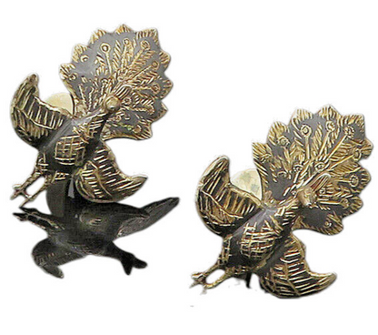 NAKON SIAM 925 Sterling Silver  Vintage Peacock Non Pierce Earrings  EG10212